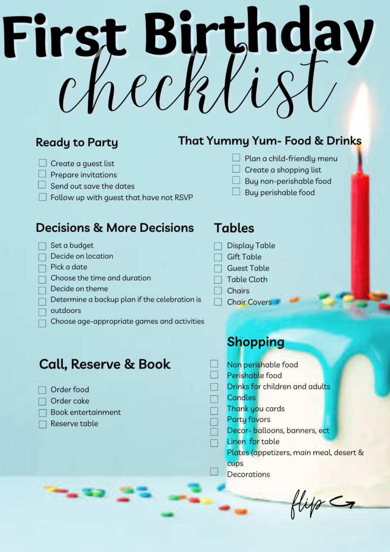 Custom First Birthday Checklist - Mommy's Essential Guide